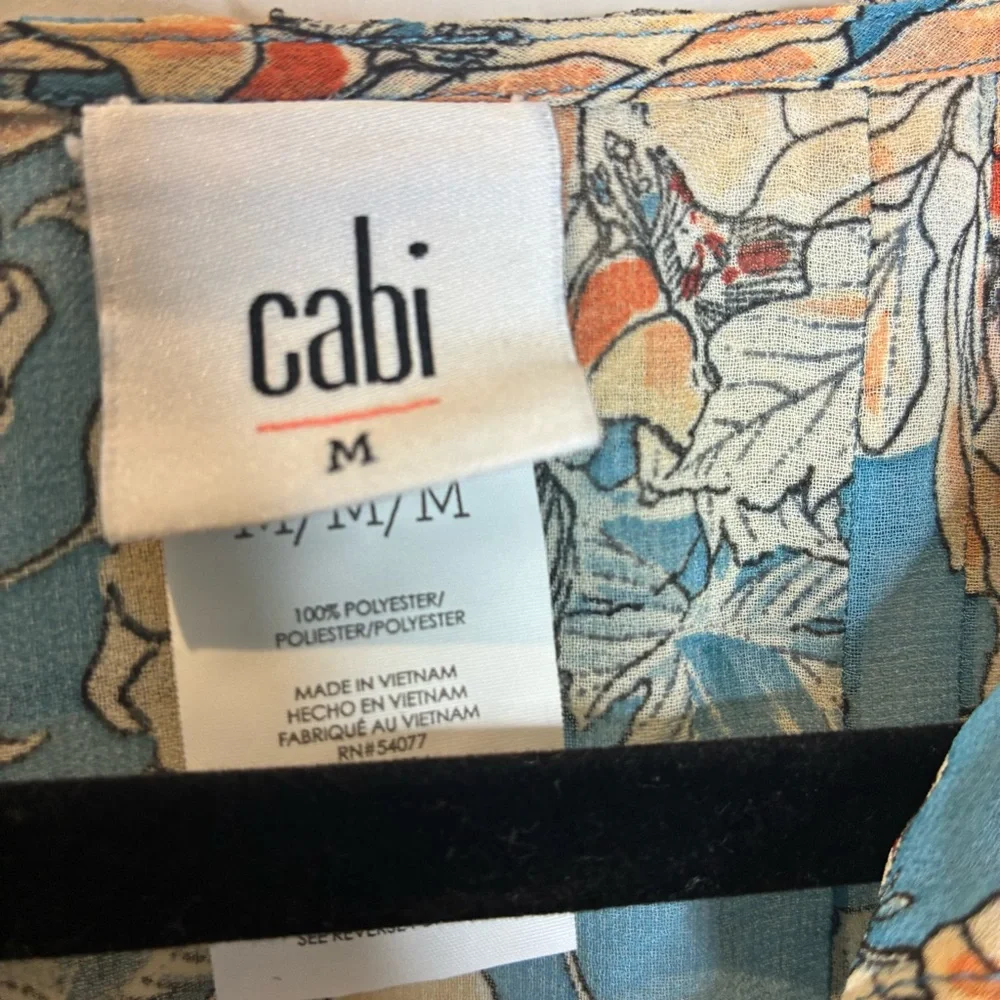 CAbi Blue Floral Ruffled Short-Sleeve Blouse - Picture 4 of 5